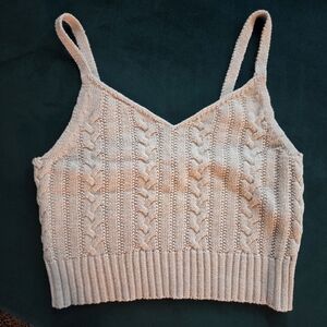 American Eagle Cable Knit Beige Crop Top